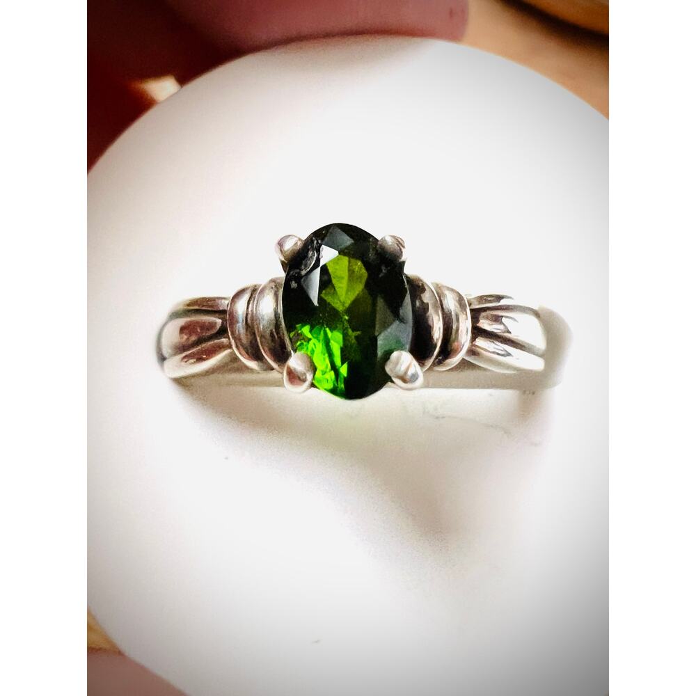 Vintage Sterling Silver Diopside Ring Size 6 Knotted Setting 3g Marked STER S